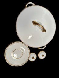 Lidded Veg Bowl, Lids And Limoges Saucers