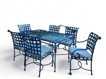 Wrought Iron Dining Set, Table And 6 Chairs