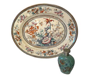 Shanghae T.Till & Son Platter & Lidded Ceramic Jar