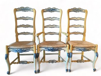 Three Ladder Back  French Provincial Style  Chairs