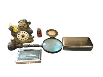 Cigarette Case, Clock Monkey, Mag. Glass, Desk Lot