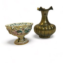Italian Dish /bronze Vase