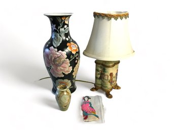 Asian Vase And Lamp Onyx Vase Plus