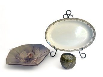 Platter, Glass Bowl, Candle Holder