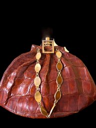 Vintage Brown Bag, With Gold And Jeweled Embellishments On Chain