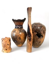 Handcrafted Burled Wooden Vases