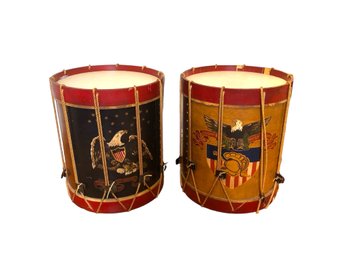 Pair Of Large Antique American Drums (D)