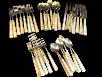 Serving Set For 8 Shell Mother Of Pearl Silverware
