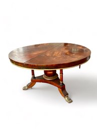 Circular Flame Mahogany Pedestal Dining Table  Antique