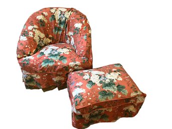 Floral/flannel Chair And Ottoman Set (D)