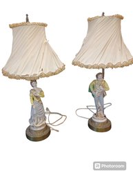 Pair Of Antique Boudoir Lamps