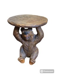 Small Wood Carved Bear Table (D)