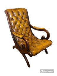 Patent Light Mustard Color Leather Chair (D)
