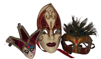 (3) Vintage Venetian Masks (D)