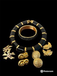 Various Black And Gold Costume Jewelry