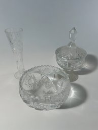 Cut Crystal Vase, Candy Dish, Serving Bowl   (Mb)