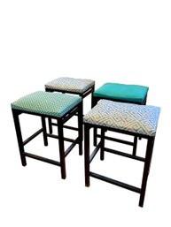 Cloth Covered Stools With Metal Base     (DR)