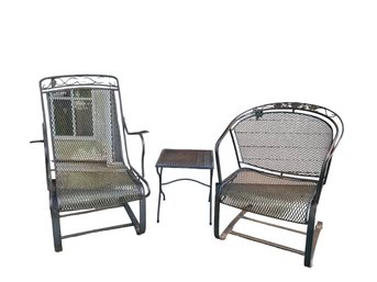 Wrought Iron Chairs & Side Table