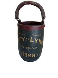 Lynn MA Fire Bucket Leather Gold Black Red