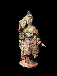 Japanese Porcelain Lady With Fan And Floral Robe (LD)