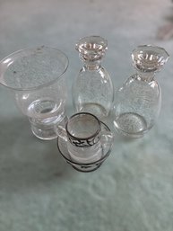 Decanters (2) , Cup And Saucer, Clear Vase (3F)