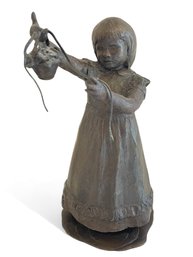 Beverly B Seamans Bronze Sculpture Girl W/ Basket  (L)