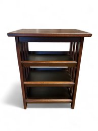 Dark Wood Side Table With 3-shelves