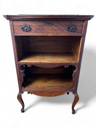 Antique Oak Wooden Side Table With Beau Details