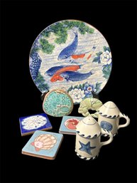 Sealife Kitchen Set, Coasters, S&P Shakers, Wall Hanging, Serving Plate (8) (SR)