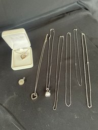 6 Sterling Necklaces, 1  Tiffany & One 14k White Gold Necklace