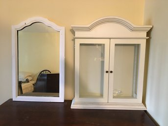 White  Bombay Company Cabinet And Vintage Mirror