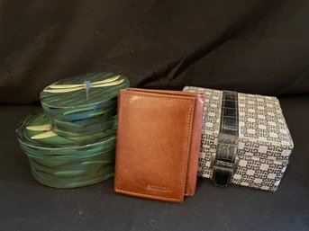 Leather Wallet, Jewelry Case, Papier Mache