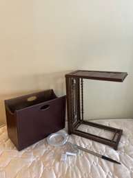 Plant Stand, Grow Light, Leather Book Caddy