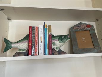 Cast Iron Fish Bk Ends, Frame, Books