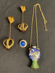 Cloisonne Necklace, Button, Decorative Pins