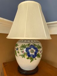 Ceramic  Lamp On Wood Base