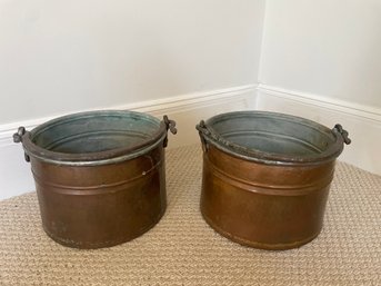 2 Copper Planters With Handles