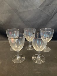 5 Silver Rimmed Wine Glasses