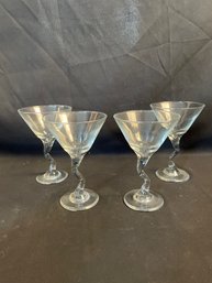 4 Zigzag Stem Martini Glasses