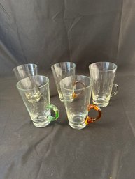 5 Glasses With Colorful Handles