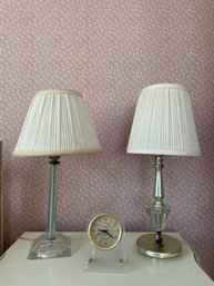 2 Table Lamps, Linden Clock   (BdRm)