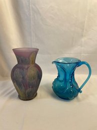 Rueven Hand Painted Vase, Depression Glass Pitchter  (LV)