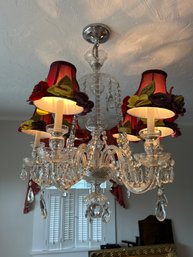 Crystal Chandelier With Mackenzie Childs Shades