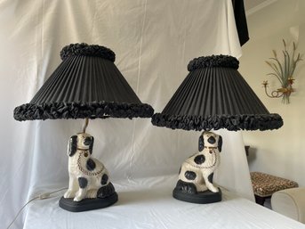 Pr Of King Charles Cavalier Ceramic Lamps    (L)