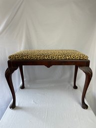 Queen Anne Style Mahogany Bench With Leopard Fabric (l)