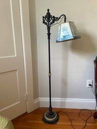 Cast Iron & Marble Lamp With Nautical Shade  (d)