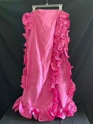 Moire Taffeta Scarf/wrap  With Ruffles Hot Pink   (B)