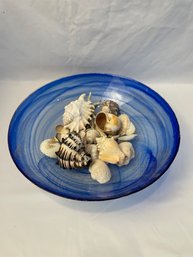 Blue Bowl With Shells