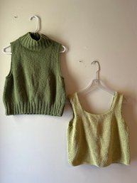 Knit Green Tanks, One Turtleneck