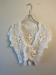 Rico Cute Knit White Tie Front Cardigan